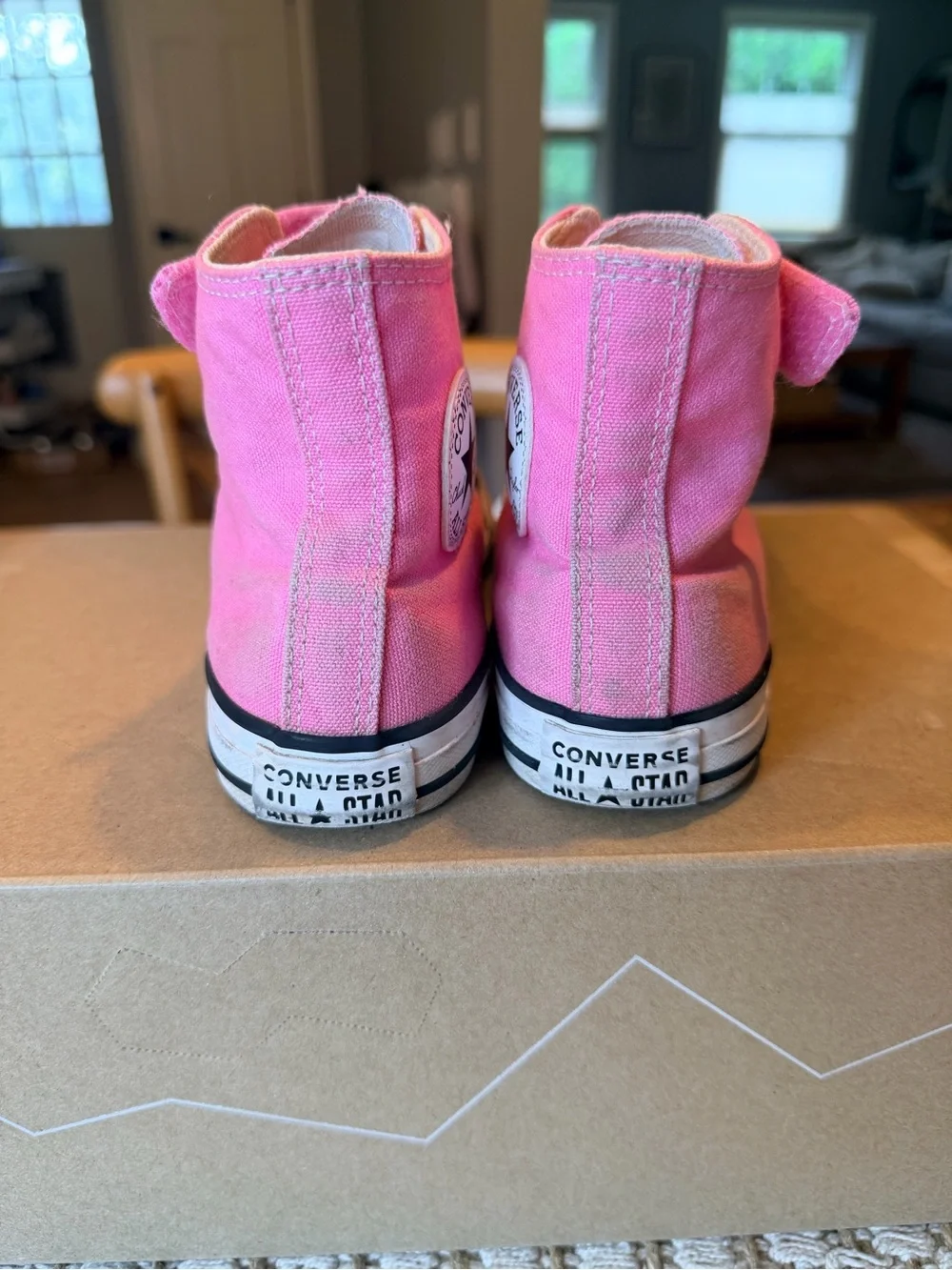 Converse Pink Velcro High-Top Kids Sneakers - Size 2Y